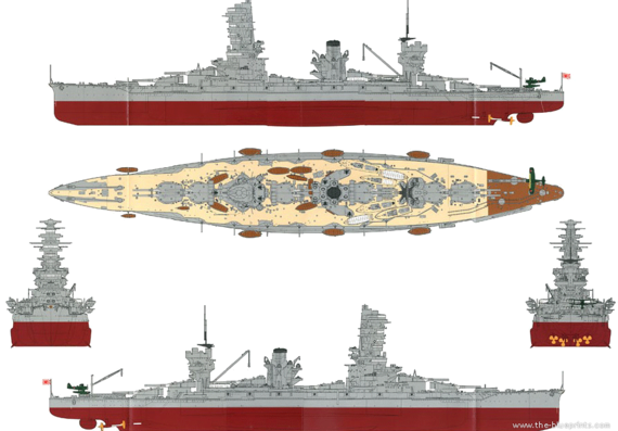 Корабль IJN Yamashiro [Battleship] - чертежи, габариты, рисунки